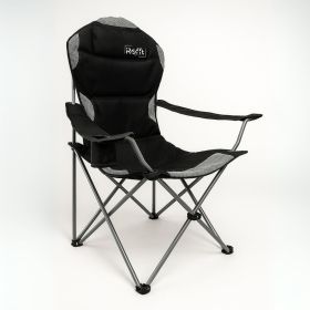 Black and Gray Camping Chair with Steel Frame and Oxford Fabric Single Folding Outdoor Chair Supports up to 120KG Portable Lawn Chair for Camping